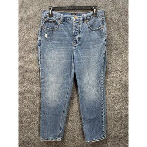 J Crew High Rise Straight Jeans Womens 29 Blue Denim Premium Edition Button Fly